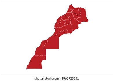 Morocco Map Red Color on White Backgound