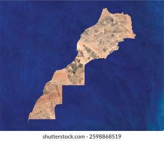 Morocco map with satellite view design style.