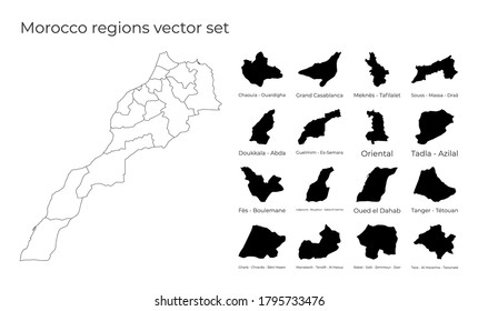 Morocco map with shapes of regions. Blank vector map of the Country with regions. Borders of the country for your infographic. Vector illustration.