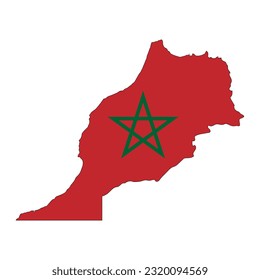 Morocco map silhouette with flag isolated on white background