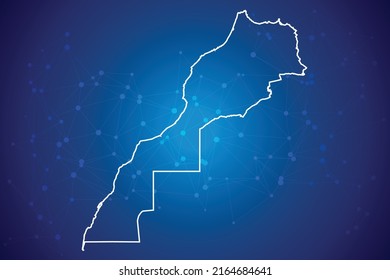 Morocco Map Technology  with network connection background