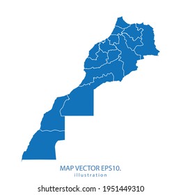 morocco map vector EPS.10 blue color. on white background .