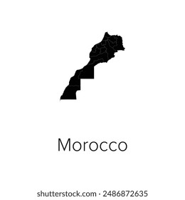 Morocco Map Vector Illustration - Silhouette, Outline, Morocco Travel and Tourism Map