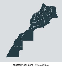 Morocco map vector, isolated on gray background