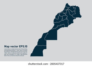Morocco map vector. isolated on light gray background