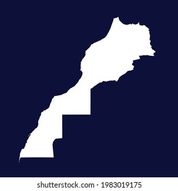 Morocco map vector. white color on blue background.