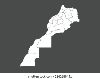 Mapa de Marruecos vector, color blanco, aislado en fondo gris