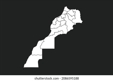 Morocco map White Color on black Background
