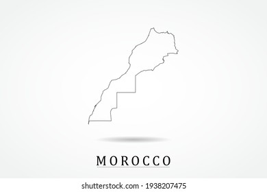 Morocco Map- World Map International vector template with thin black outline or outline graphic sketch style and black color isolated on white background - Vector illustration eps 10