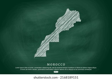 Morocco Map - World Map International vector template with white outline graphic sketch and old school style  isolated on Green Chalkboard background - Vector illustration eps 10