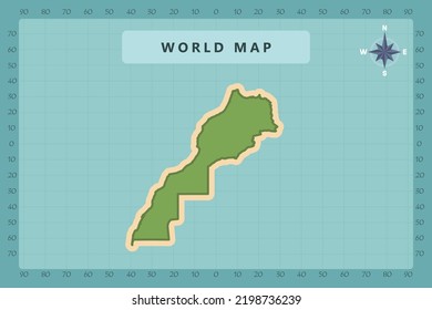 Morocco Map - World Map International vector template High detailed with green and cream color isolated on blue background including Compass Rose icon - Vector illustration eps 10
