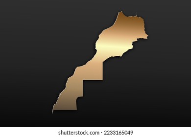 Morocco Map - World map International vector template with 3D, gold luxury style including shadow on black background for design, education, website, infographic - Vector illustration eps 10