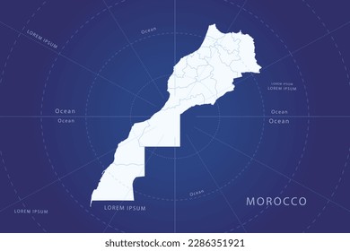 Morocco Map - World Map International vector template with High detailed and white color including circle line on blue background for design, infographic, website - Vector illustration eps 10