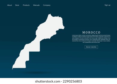Morocco Map - World map international vector template with 3d white color on dark blue and green gradient color background for website template design, infographic - Vector illustration eps 10