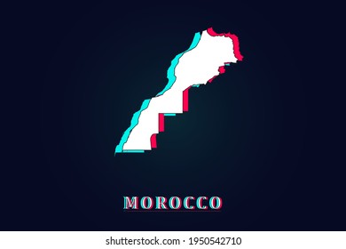 Morocco Map - World map vector template with Unique Design Abstract Digital Glitch and 3d  including blue, red and white color isolated on dark background - Vector illustration eps 10