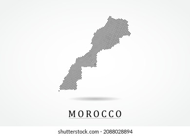 Morocco Map - World map vector template with Black dots, grid, grunge, halftone style isolated on white background for education, infographic, design - Vector illustration eps 10