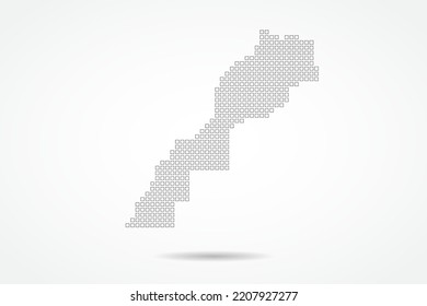 Morocco Map - World map vector template with square pixel thin black and outline sketch style isolated on white background for education, infographic, design - Vector illustration eps 10