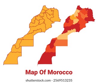 Morocco Map Yellow regions orange political map vector