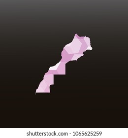 Morocco map-Purple map made of hexagon on black and gray background, gradient color. Vector illustration eps 10.