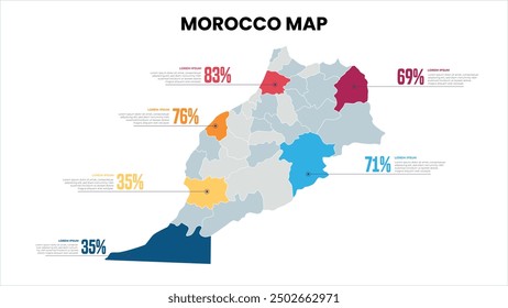 Morocco Modern Map Percentage Infographic Template, Detailed infographic map of Morocco