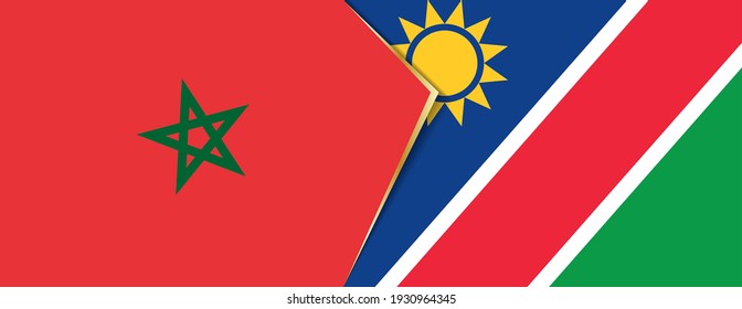 Morocco and Namibia flags, two vector flags symbol of relationship or confrontation.