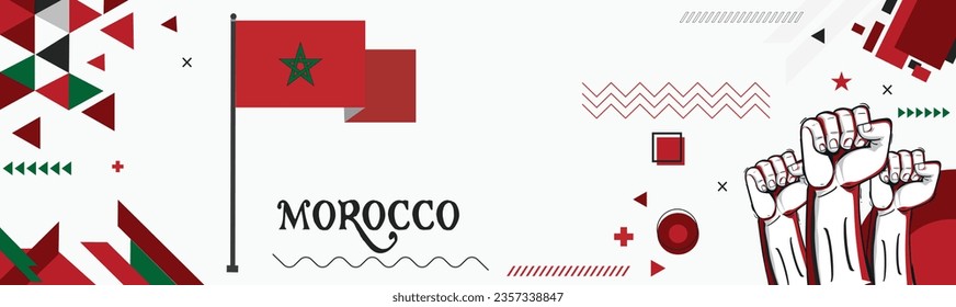 Morocco national day banner Abstract celebration geometric decoration design graphic art web background, flag vector illustration