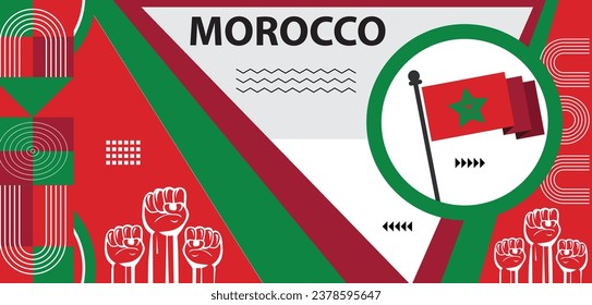 Morocco national day banner design, Moroccan people. Sports Games Supporters Vector Illustration crative banner design..eps