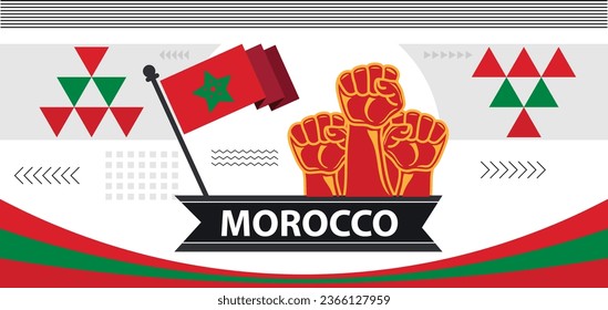 Morocco national day banner, professional creative banner design. abstract retro modern green red design. Moroccan people. Sports Games Supporters Vector.eps