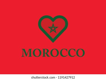 Morocco national flag heart shape country emblem state symbol
