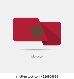 Morocco national flag on a white background with shadow. vector illustration