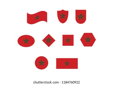 Morocco national flag set country emblem state symbol