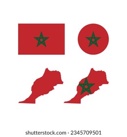 Morocco national map and flag vectors set....