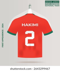 Morocco National Team Jersey with Hakimi Number 2