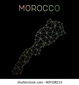 Morocco network map. Abstract polygonal map design. Network connections vector illustration.