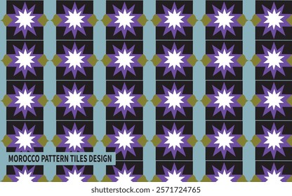 Morocco Pattern Tiles Design With Black and Cyan Colour