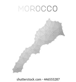 Morocco polygonal vector map. Molecular structure country map design. Network connections polygonal Morocco map in geometric style for your infographics.