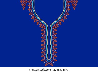 Marokko druckt geometrische Sticklinie. Handgeometrische ethnische Kragentradition orientalischer Muster. marokkanischer Stil, abstrakte afrikanische Vektorgrafik-Design für strukturiertes Stoffhintergrund