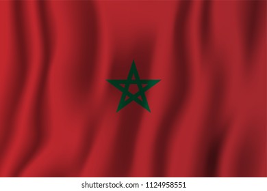 Morocco realistic waving flag vector illustration. National country background symbol. Independence day.