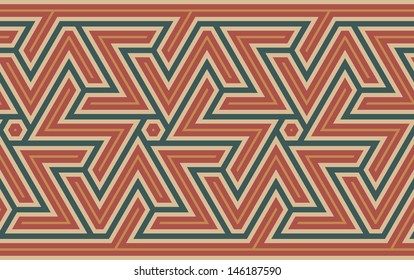Morocco red Seamless Border. Traditional Islamic Design. Mosque decoration element.
