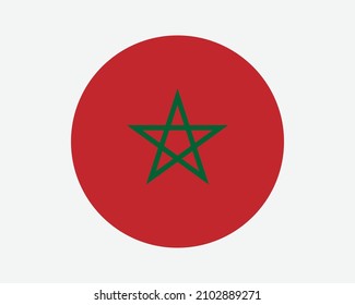 Morocco Round Country Flag. Moroccan Circle National Flag. Kingdom of Morocco Circular Shape Button Banner. EPS Vector Illustration. svg