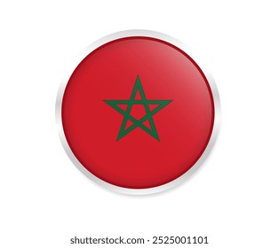 Morocco round flag icon. Round circle national flag of morocco. vector illustration