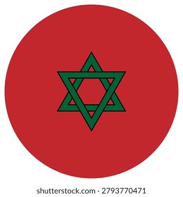 Morocco Round Flag Icon High Quality National Flag Isolated on Transparent Background