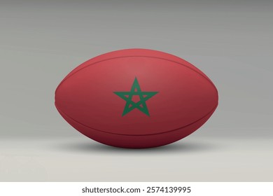 Morocco rugby ball featuring the national flag design on a gray background