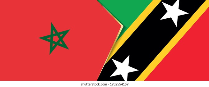 Morocco and Saint Kitts and Nevis flags, two vector flags symbol of relationship or confrontation.