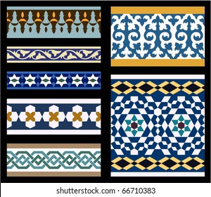 Morocco Seamless Border set. Traditional Islamic Design. Mosque decoration element.