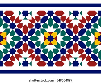 Morocco Seamless Border. Traditional Islamic Design. Mosque decoration element.