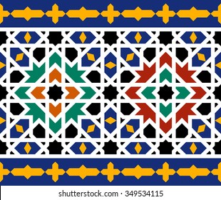 Morocco Seamless Border. Traditional Islamic Design. Mosque decoration element.