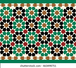 Morocco Seamless Border. Traditional Islamic Design. Mosque decoration element.