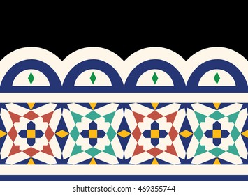 Morocco Seamless Border. Traditional Islamic Design. Mosque decoration element.
