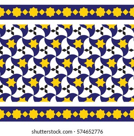 Morocco Seamless Border. Traditional Islamic Design. Mosque decoration element.